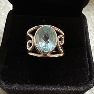 Elegant Silver Ring with Blue Gemstone